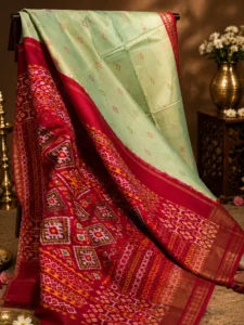 Classic Mint Patola - Ikat Heirloom Silk