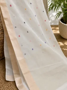 Star Bloom Ivory - Heirloom Silk Muslin Jamdhani